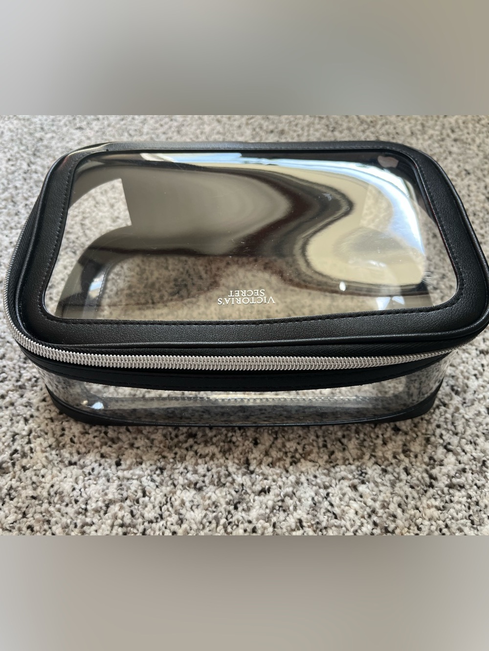 Victoria's Secret Clear Cosmetic Pouch with Black Trim